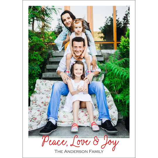 Peace, Love & Joy Vertical Holiday Photo Cards